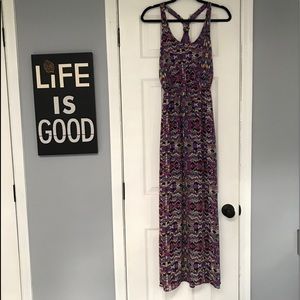 Purple Aztec Print Maxi Dress
